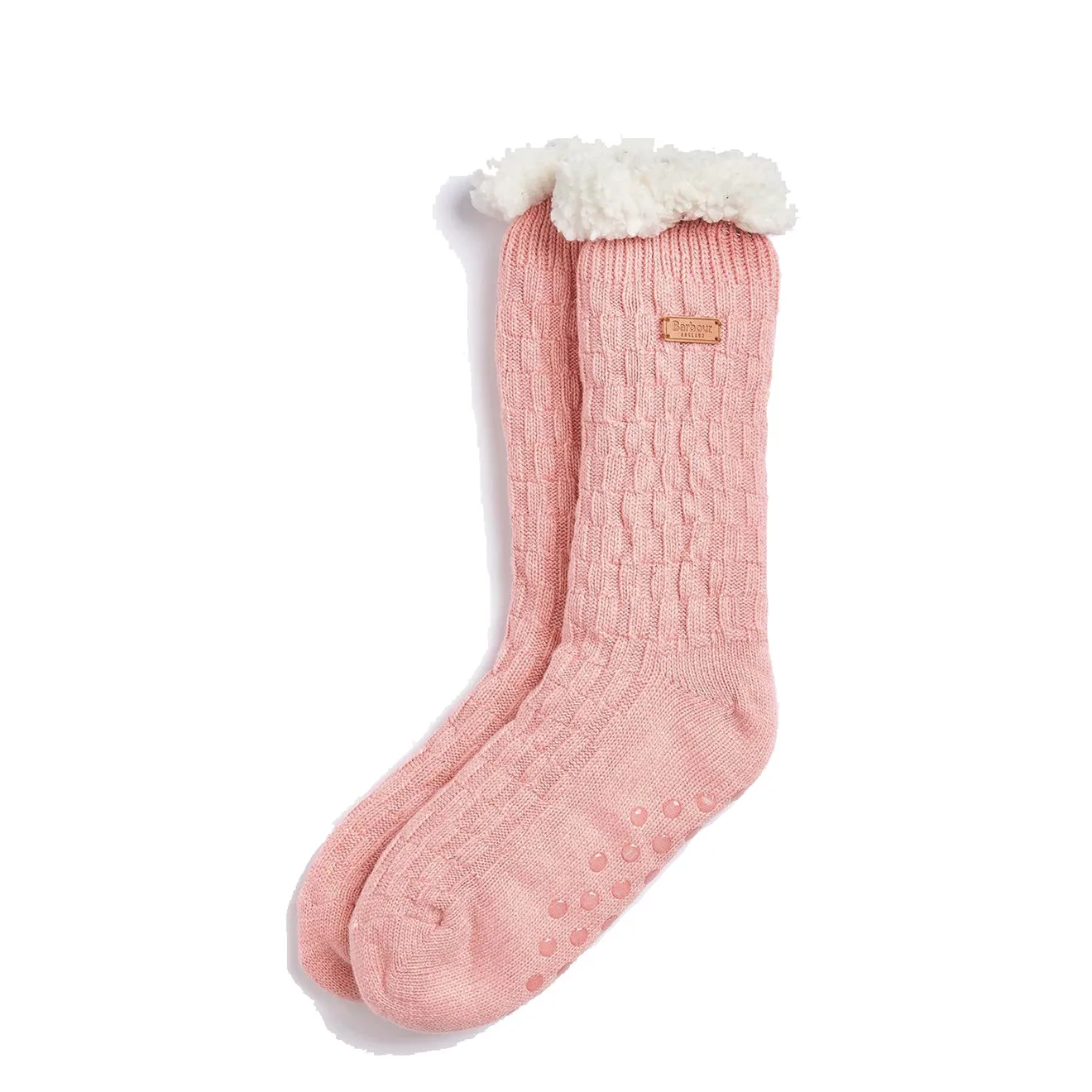 Barbour Cable Knit Lounge Socks Dusty Pink