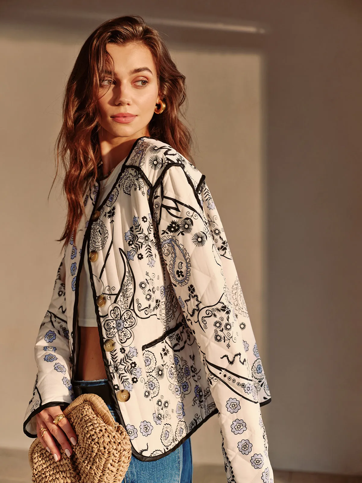 Boheme Printed Piping Winter Coat