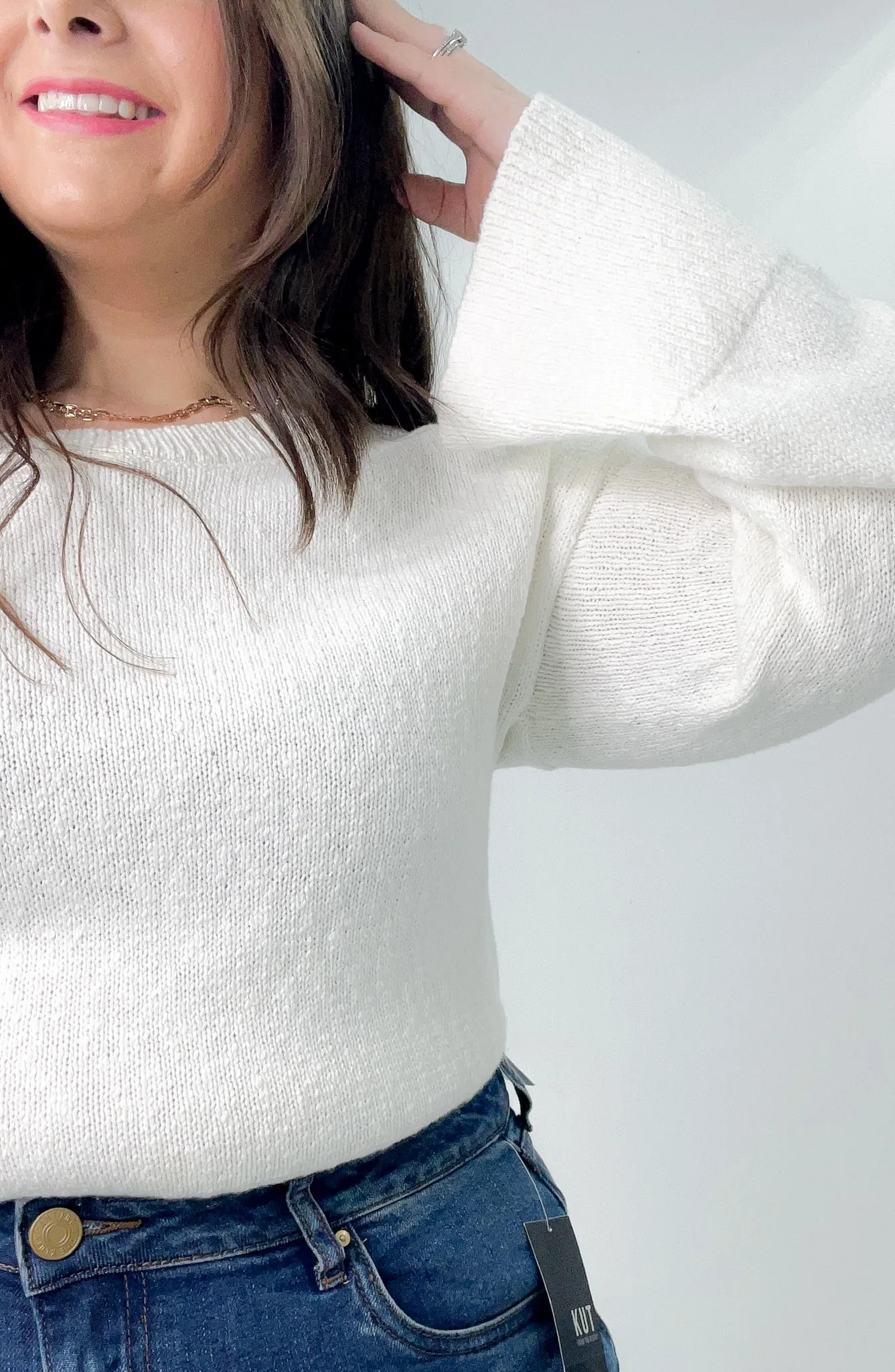 Cream Textured Knit Sweater