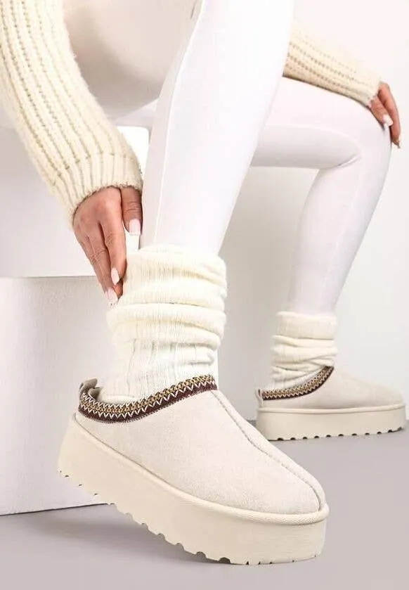 FAUX FUR PLATFOM SLIPPERS COZY FLUFFY ANKLE BOOTS