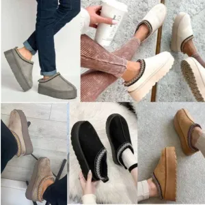 FAUX FUR PLATFOM SLIPPERS COZY FLUFFY ANKLE BOOTS