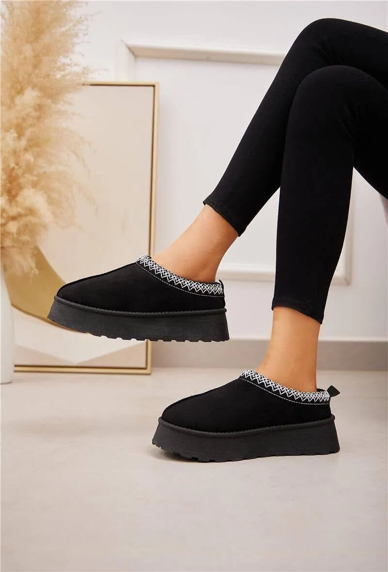FAUX FUR PLATFOM SLIPPERS COZY FLUFFY ANKLE BOOTS
