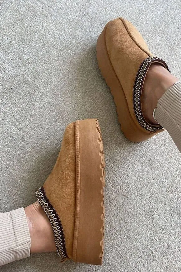 FAUX FUR PLATFOM SLIPPERS COZY FLUFFY ANKLE BOOTS