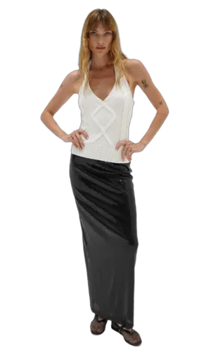 HOLLIS CABLE KNIT HALTER TOP
