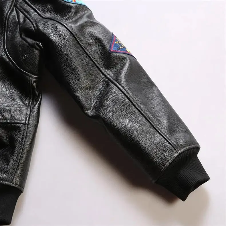 New Men TOP GUN Pilot Genuine Leather Jacket Fashion 17 mark G1 pilot jacket Wool Collar Cowhide Winter Coats