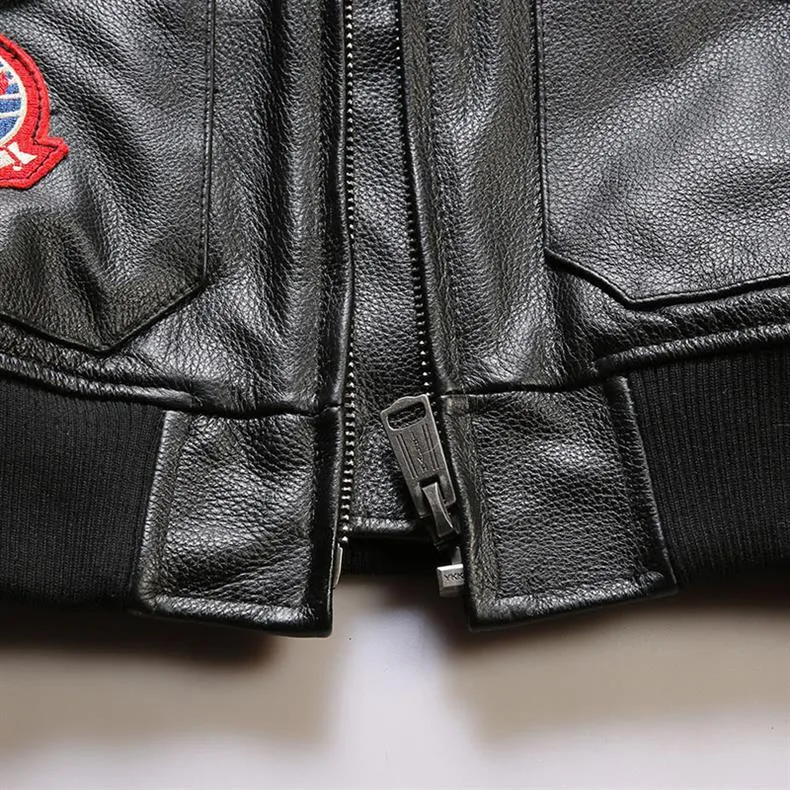 New Men TOP GUN Pilot Genuine Leather Jacket Fashion 17 mark G1 pilot jacket Wool Collar Cowhide Winter Coats