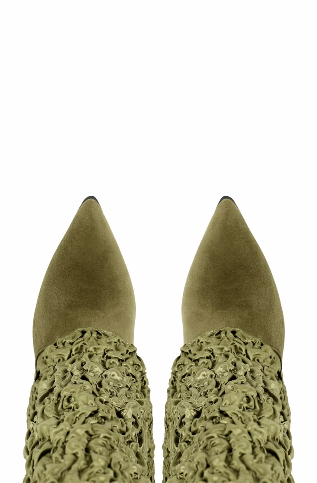 Pleated fold over knee high boots