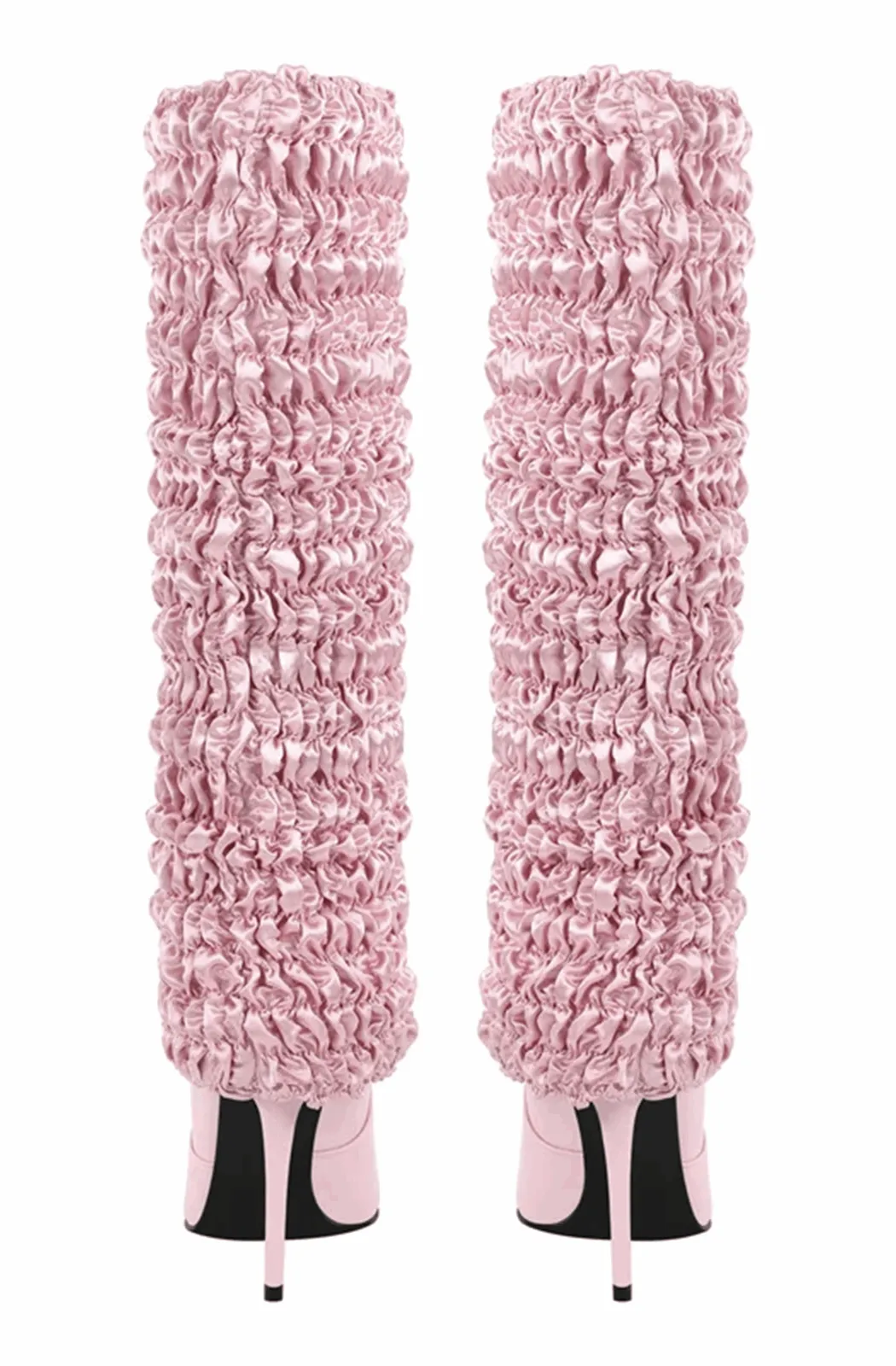Pleated fold over knee high boots